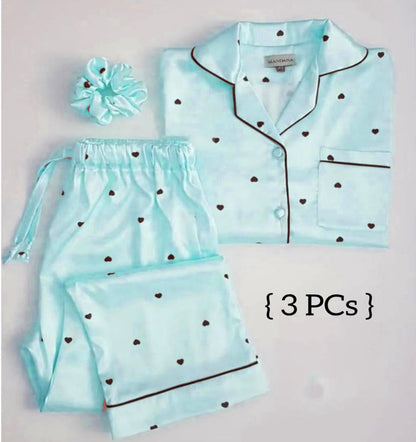 Heart Print Night Suits For Girls